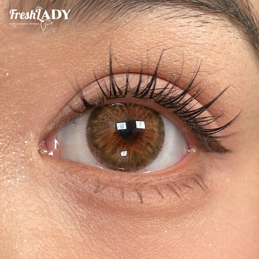 SHEIN FRESH LADY (0.00-6.00 Degrees) 1 Pair , Brown Eyes Cosmetic Lenses