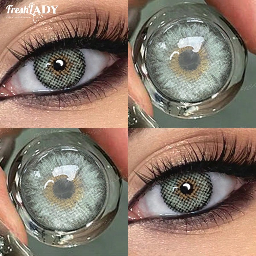 SHEIN FRESH LADY (0.00-6.00 Degrees) 1 Pair , Subtle Warm Tone, Green Cosmetic Lenses