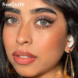 SHEIN FRESH LADY (0.00-6.00 Degrees) 1 Pair , Subtle Warm Tone, Green Cosmetic Lenses