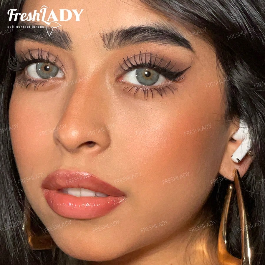 SHEIN FRESH LADY (0.00-6.00 Degrees) 1 Pair , Subtle Warm Tone, Green Cosmetic Lenses