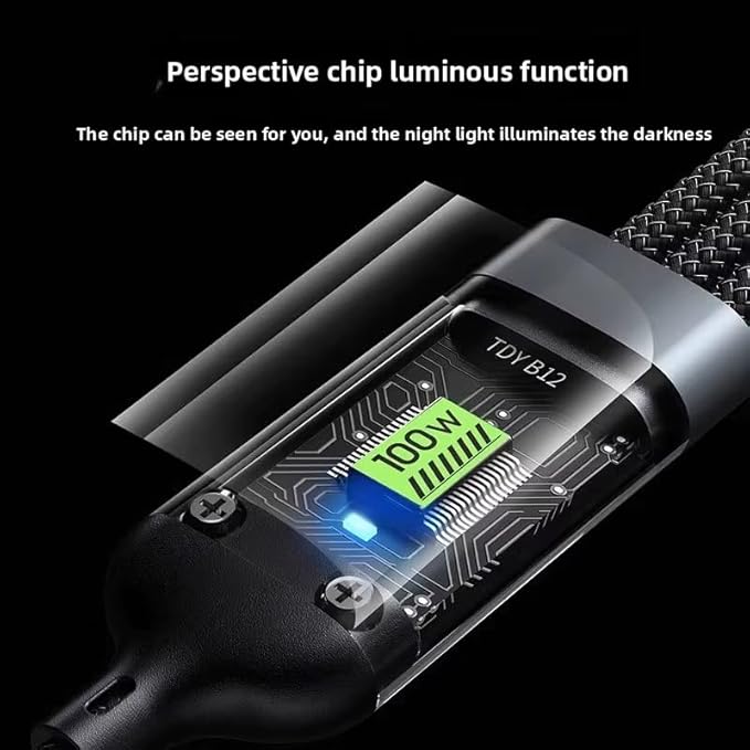 SHEIN 100W Nylon Braided 3 In 1 Fast Charging Cable - USB