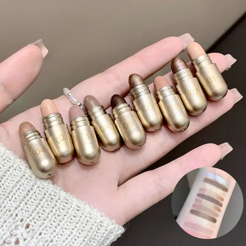 12pcs Eyeshadow Set - Shimmer Multi-color Portable Eyeshadow Stick, Create Atmospheric Eye Makeup