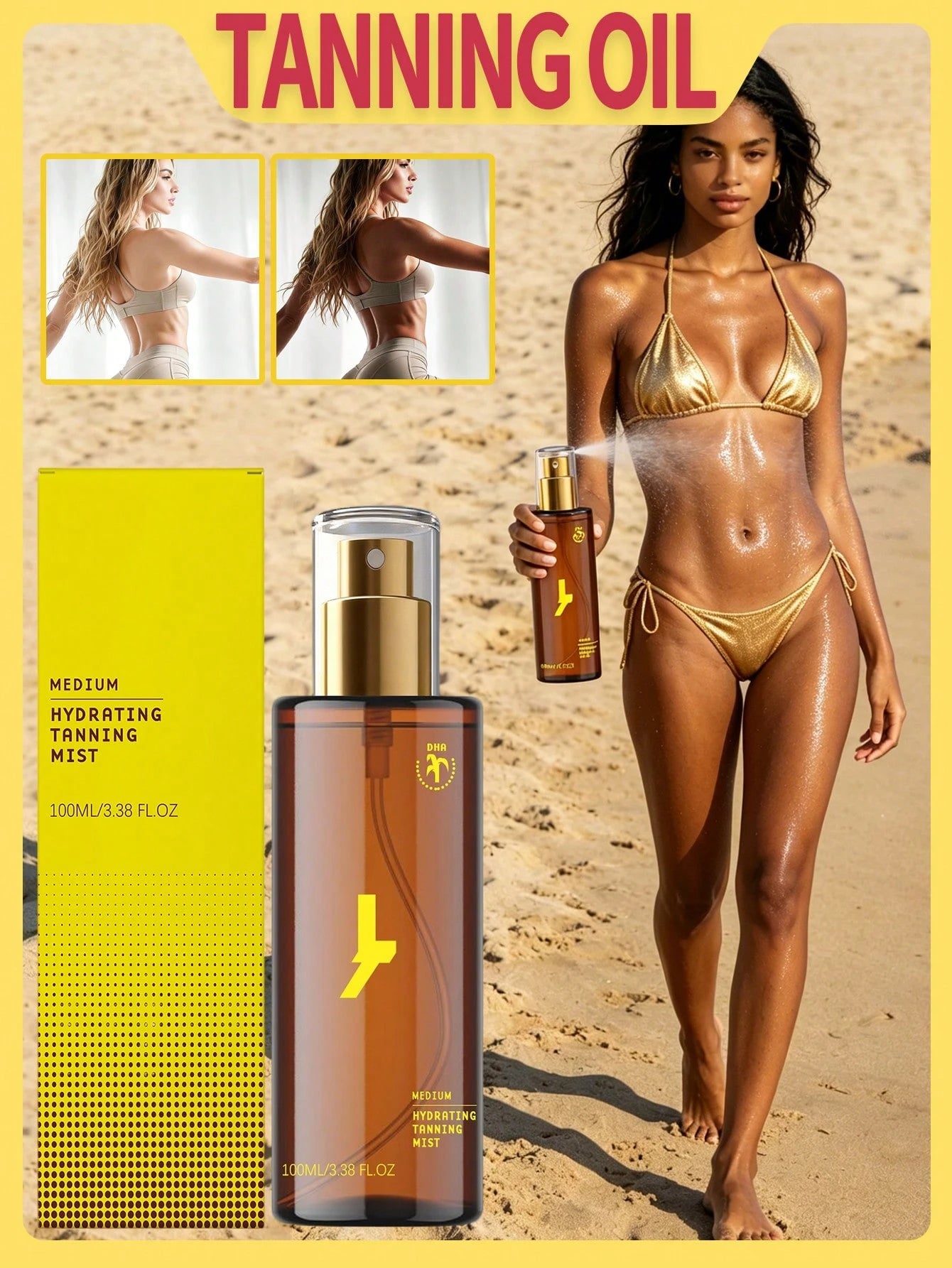1 Box 100ml Sunless Tanning Mist, Tanning Oil For Wheat & Bronze Skin Tone