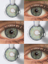 1 Pair Green-Gray Contact Eyewear Lenses, 14.5mm Diameter, 40% Water Content
