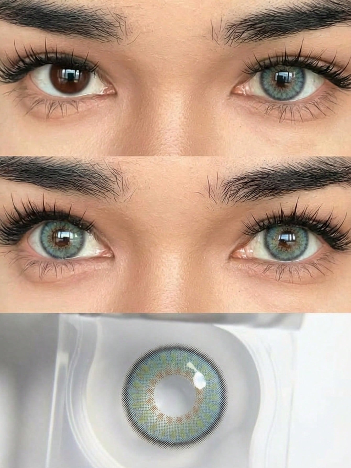 SHEIN 1 Pair Green-Gray Contact Eyewear Lenses, 14.5mm Diameter, 40% Water Content