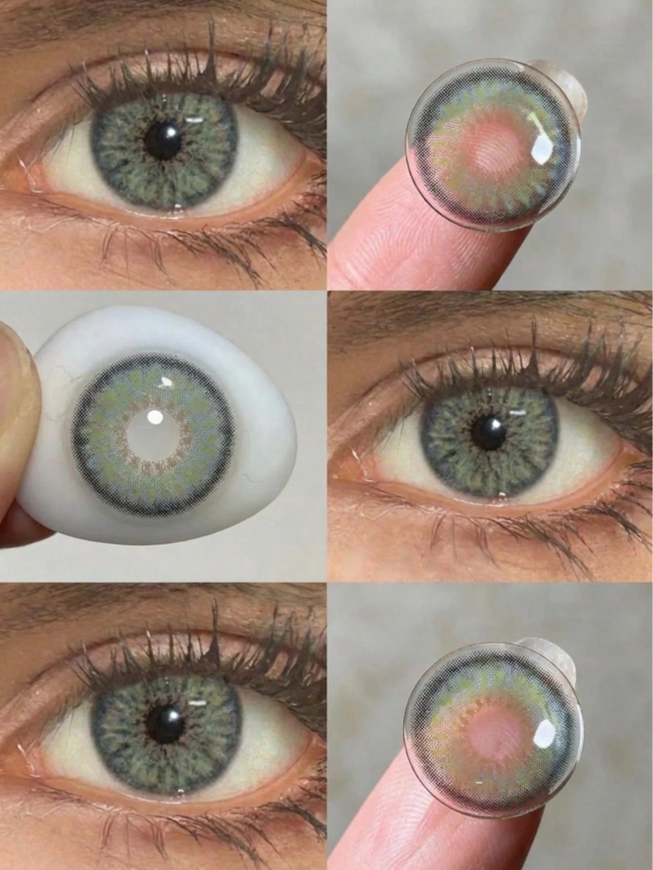 SHEIN 1 Pair Green-Gray Contact Eyewear Lenses, 14.5mm Diameter, 40% Water Content