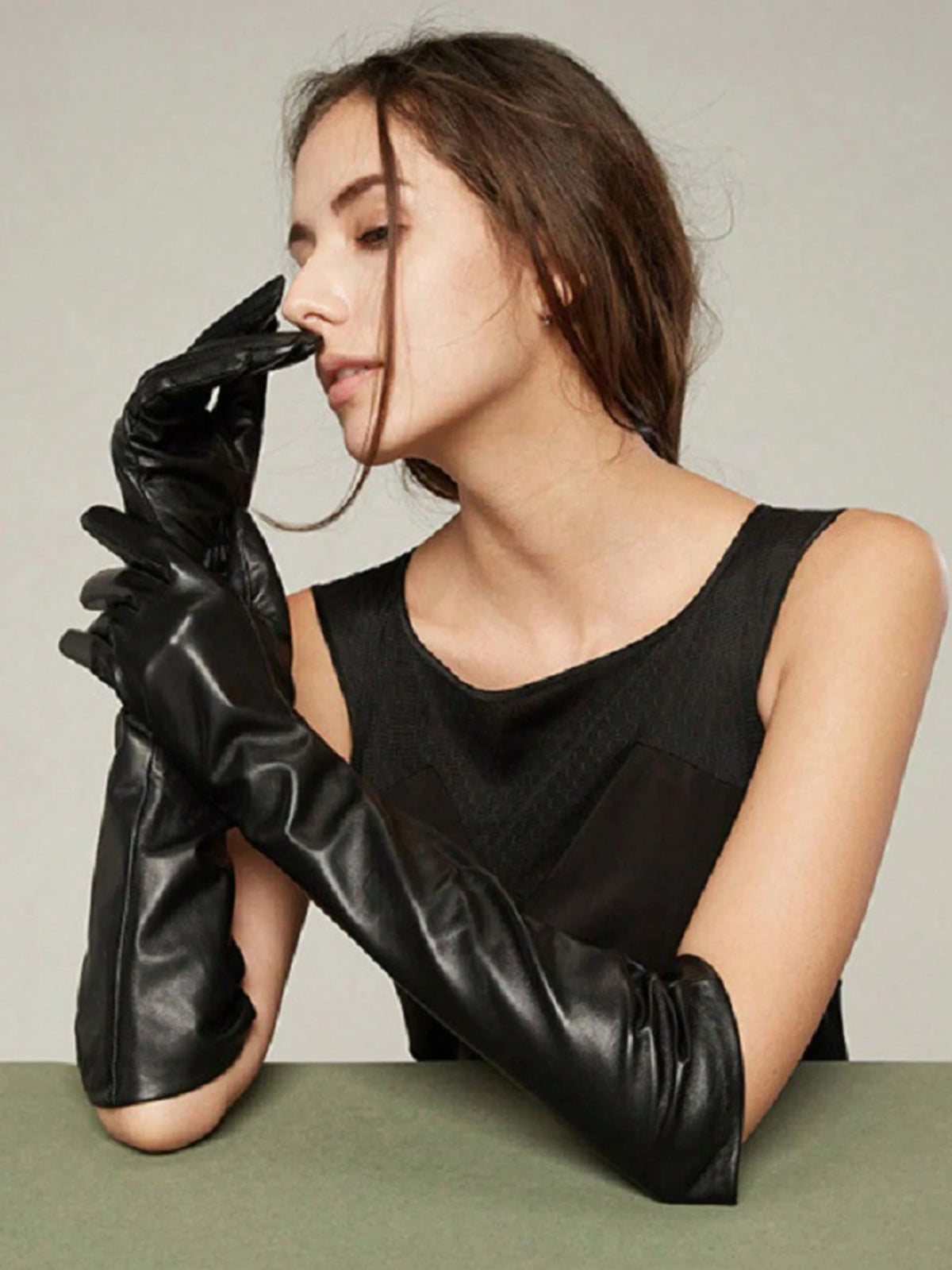 1 Pair Sexy Patent Leather Long Gloves, Cosplay Tight Fitting Gloves