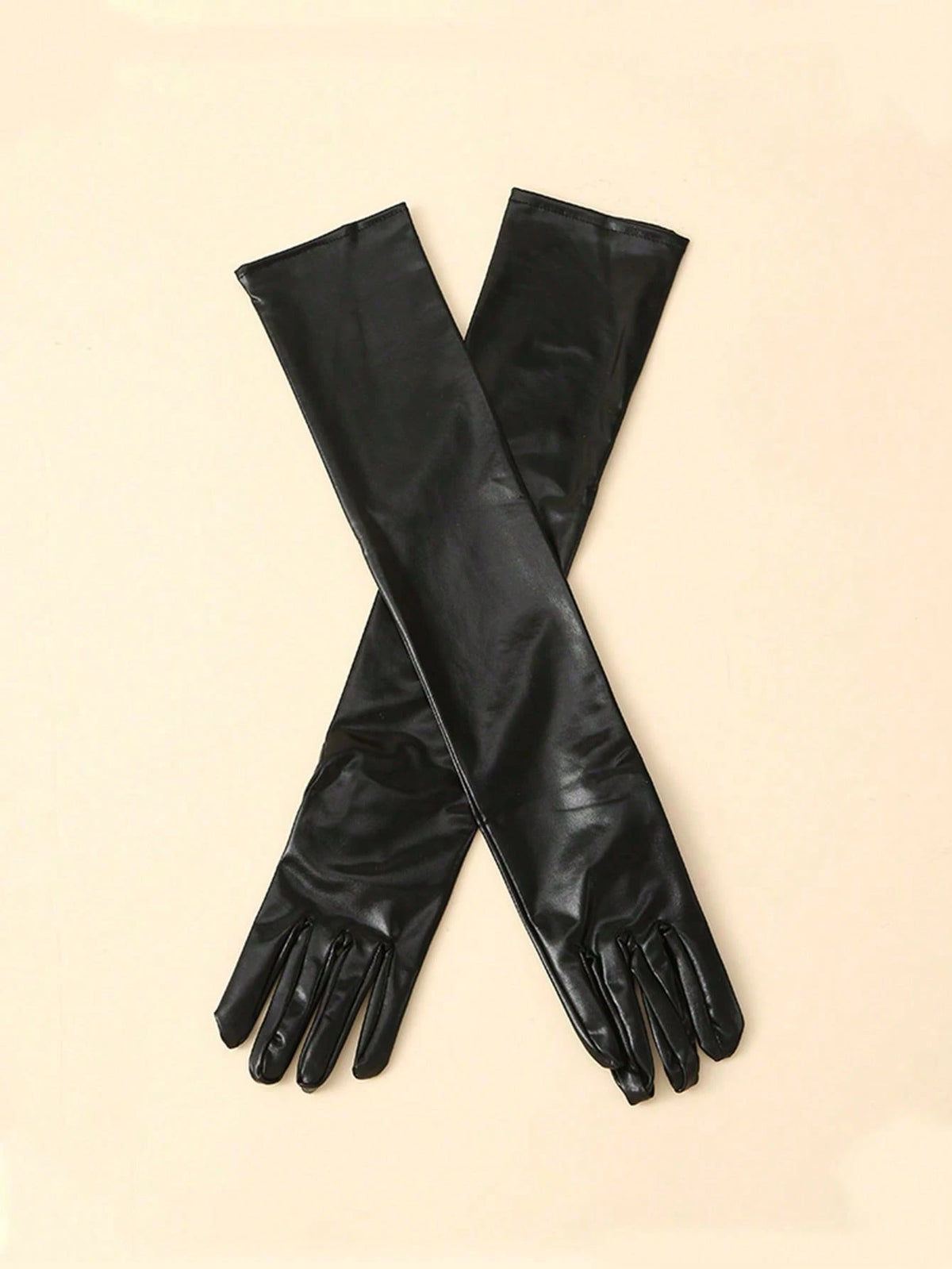 SHEIN 1 Pair Sexy Patent Leather Long Gloves, Cosplay Tight Fitting Gloves