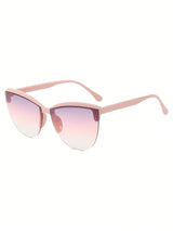 SHEIN 1 Pair Women's Black Cat Eye PC Half-Frame Glasses, Minimalist Solid Color Fashionable