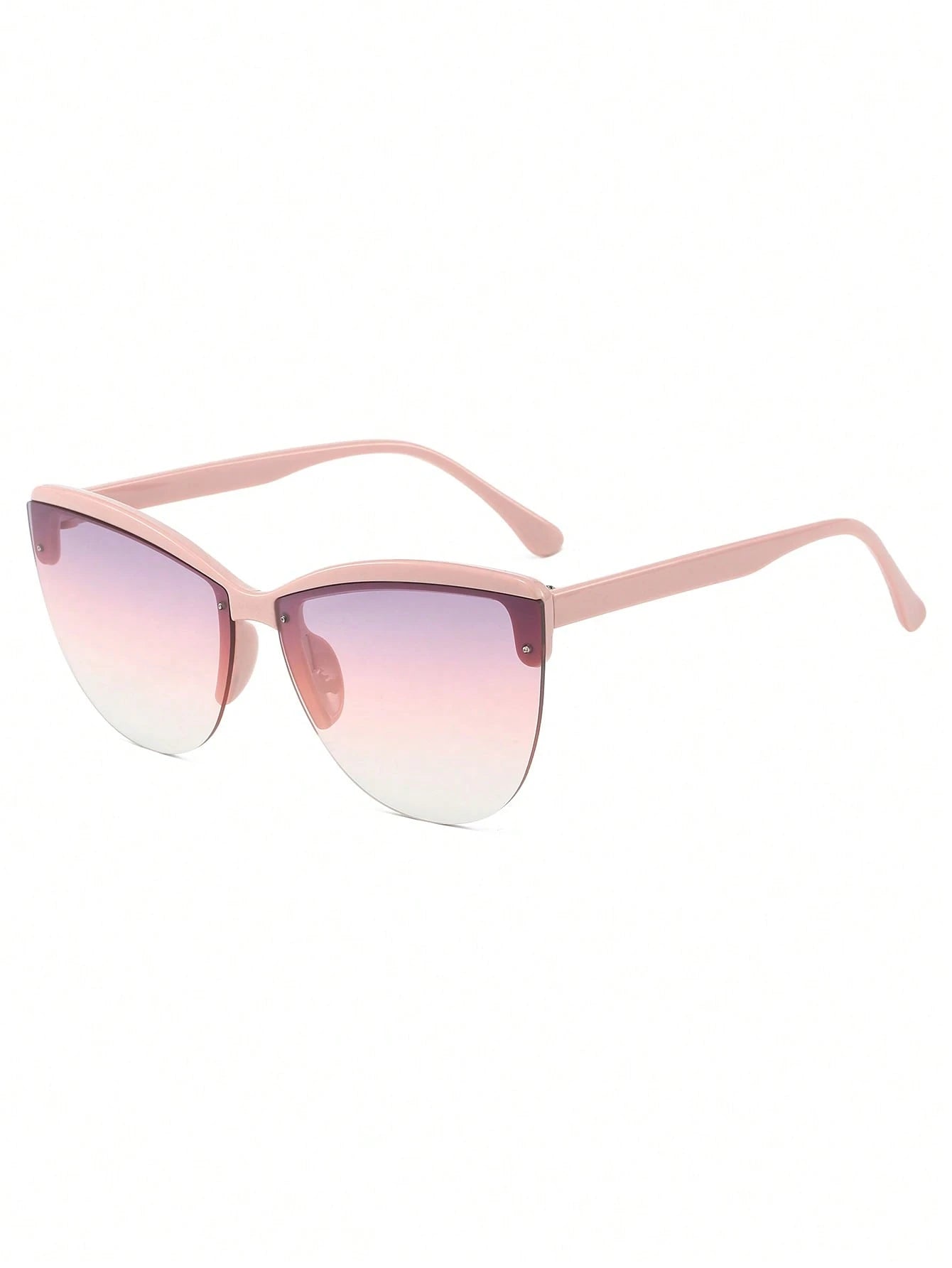 SHEIN 1 Pair Women's Black Cat Eye PC Half-Frame Glasses, Minimalist Solid Color Fashionable
