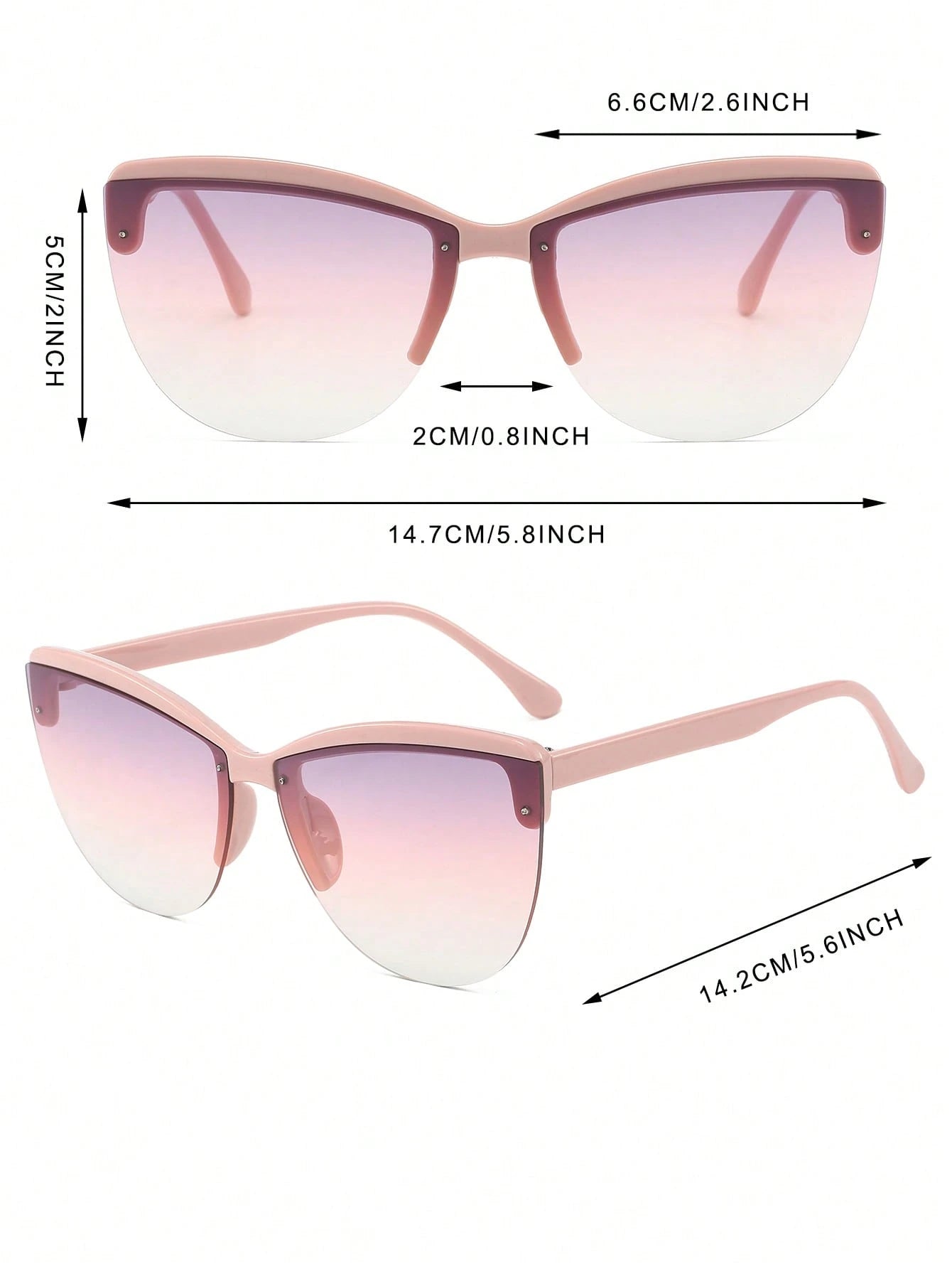 SHEIN 1 Pair Women's Black Cat Eye PC Half-Frame Glasses, Minimalist Solid Color Fashionable