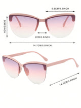 SHEIN 1 Pair Women's Black Cat Eye PC Half-Frame Glasses, Minimalist Solid Color Fashionable