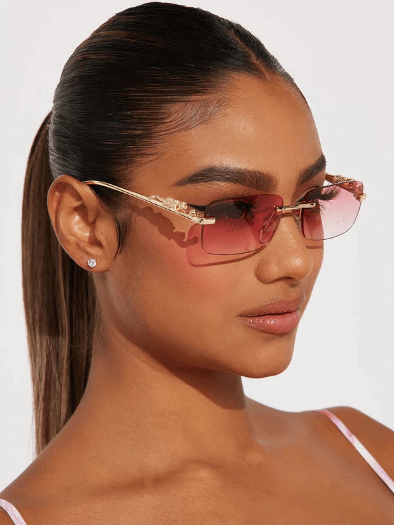 SHEIN 1 Pair Women's Fashion Metal Frame Leopard Decor Fashion Glasses