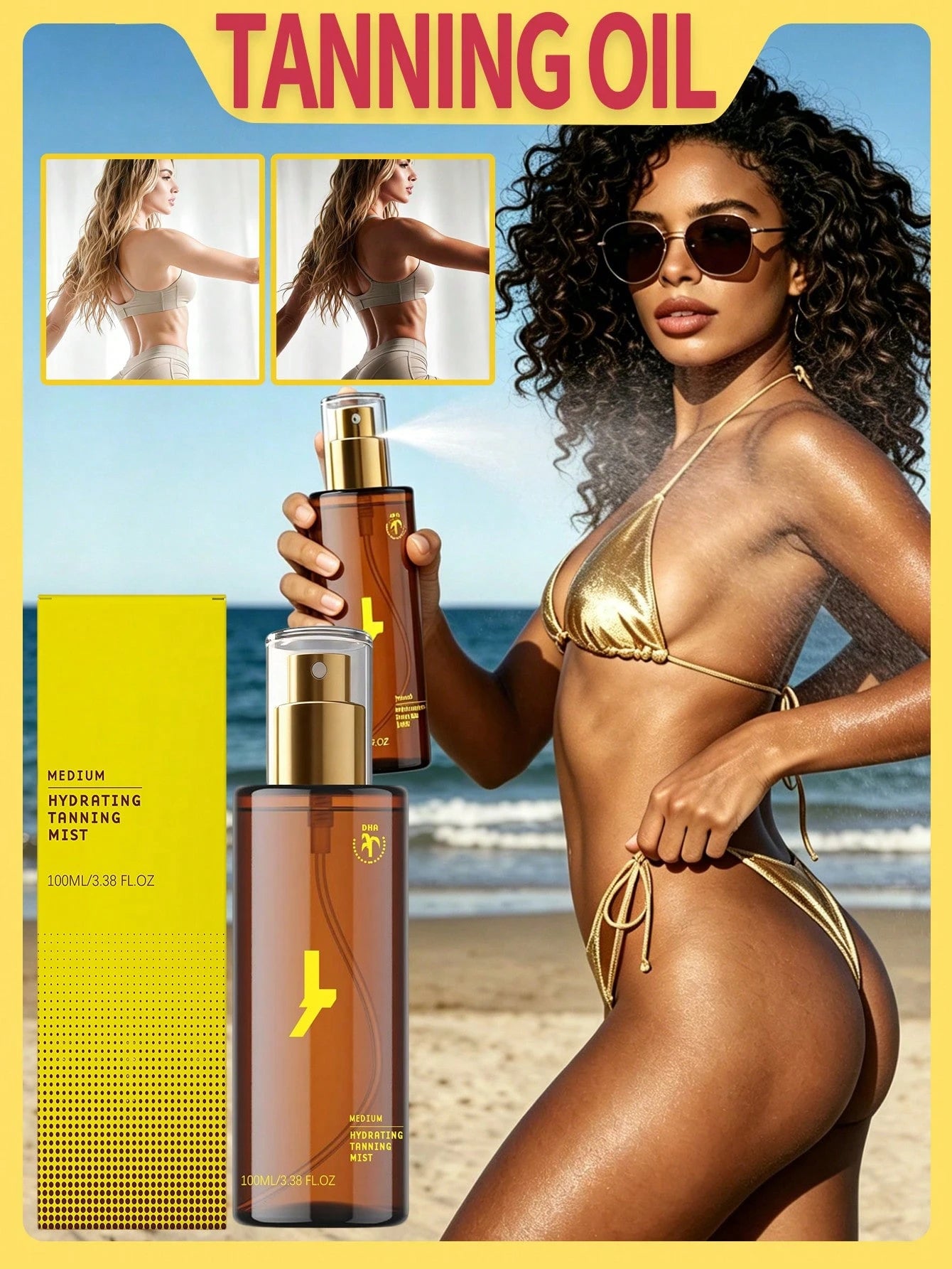 SHEIN 1 Box 100ml Sunless Tanning Mist, Tanning Oil For Wheat & Bronze Skin Tone