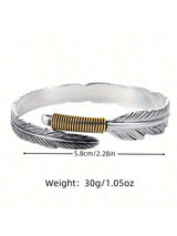 SHEIN 1pc Vintage Bohemian Style Feather Shaped Metal Bracelet