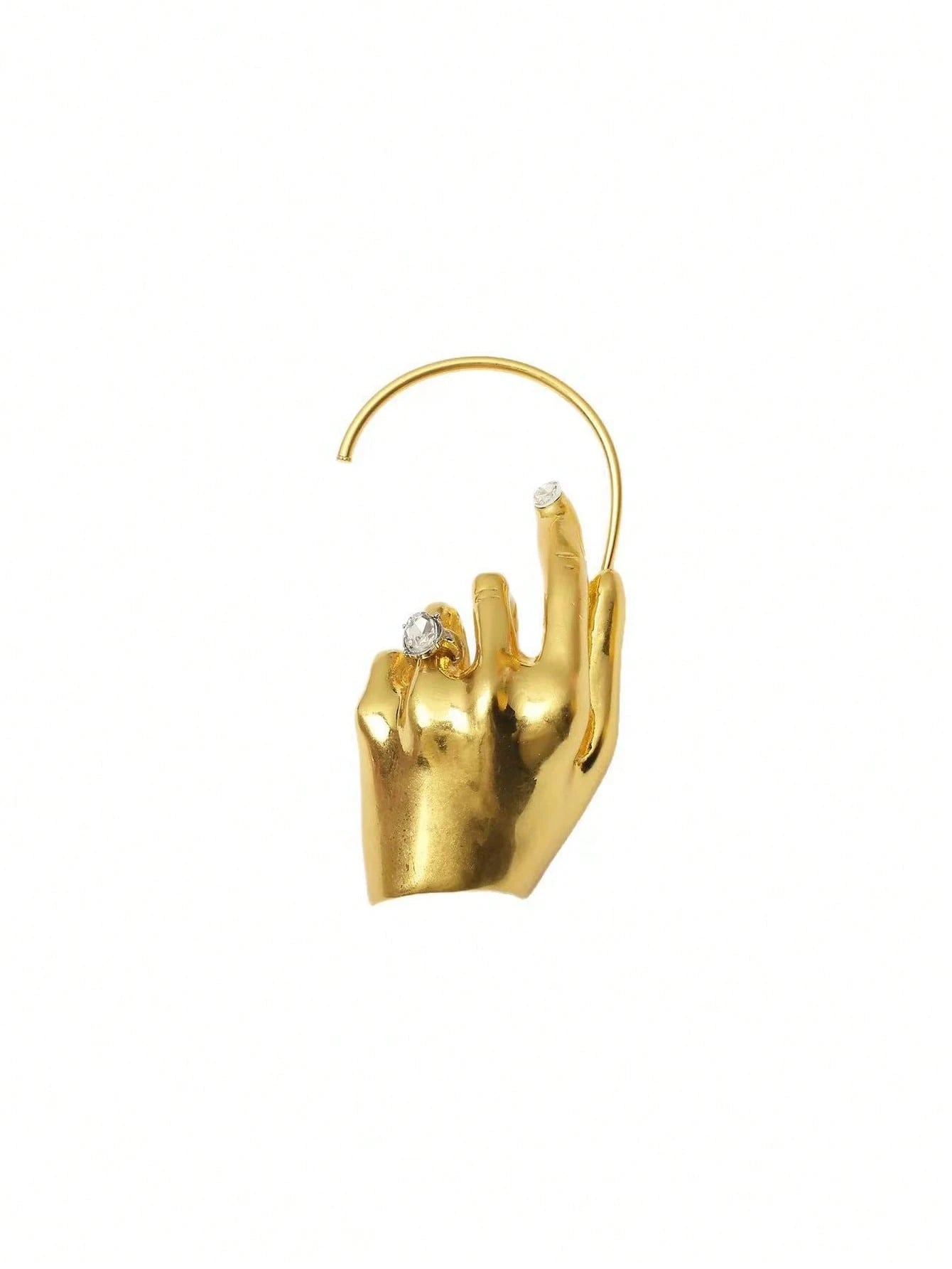 SHEIN 1pc Women's Unique Metal Hand-Shaped Earrings, Fashionable Earrings Accessory