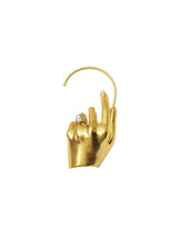 SHEIN 1pc Women's Unique Metal Hand-Shaped Earrings, Fashionable Earrings Accessory