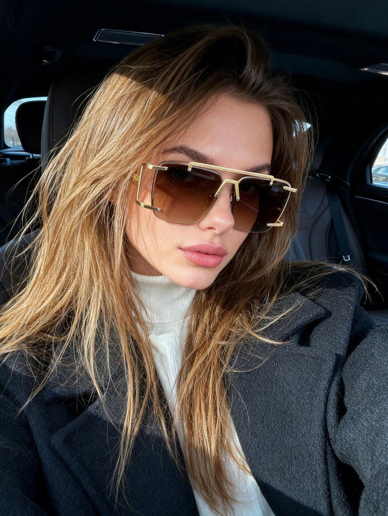 SHEIN 1pc Asymmetrical Polygon Frameless Metal Fashion Glasses With Double Bridge