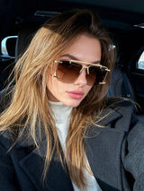 SHEIN 1pc Asymmetrical Polygon Frameless Metal Fashion Glasses With Double Bridge