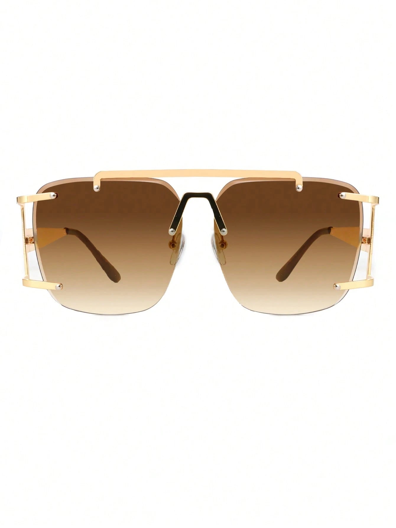 SHEIN 1pc Asymmetrical Polygon Frameless Metal Fashion Glasses With Double Bridge