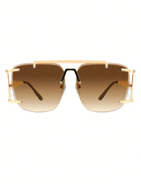 SHEIN 1pc Asymmetrical Polygon Frameless Metal Fashion Glasses With Double Bridge