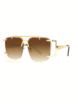 SHEIN 1pc Asymmetrical Polygon Frameless Metal Fashion Glasses With Double Bridge