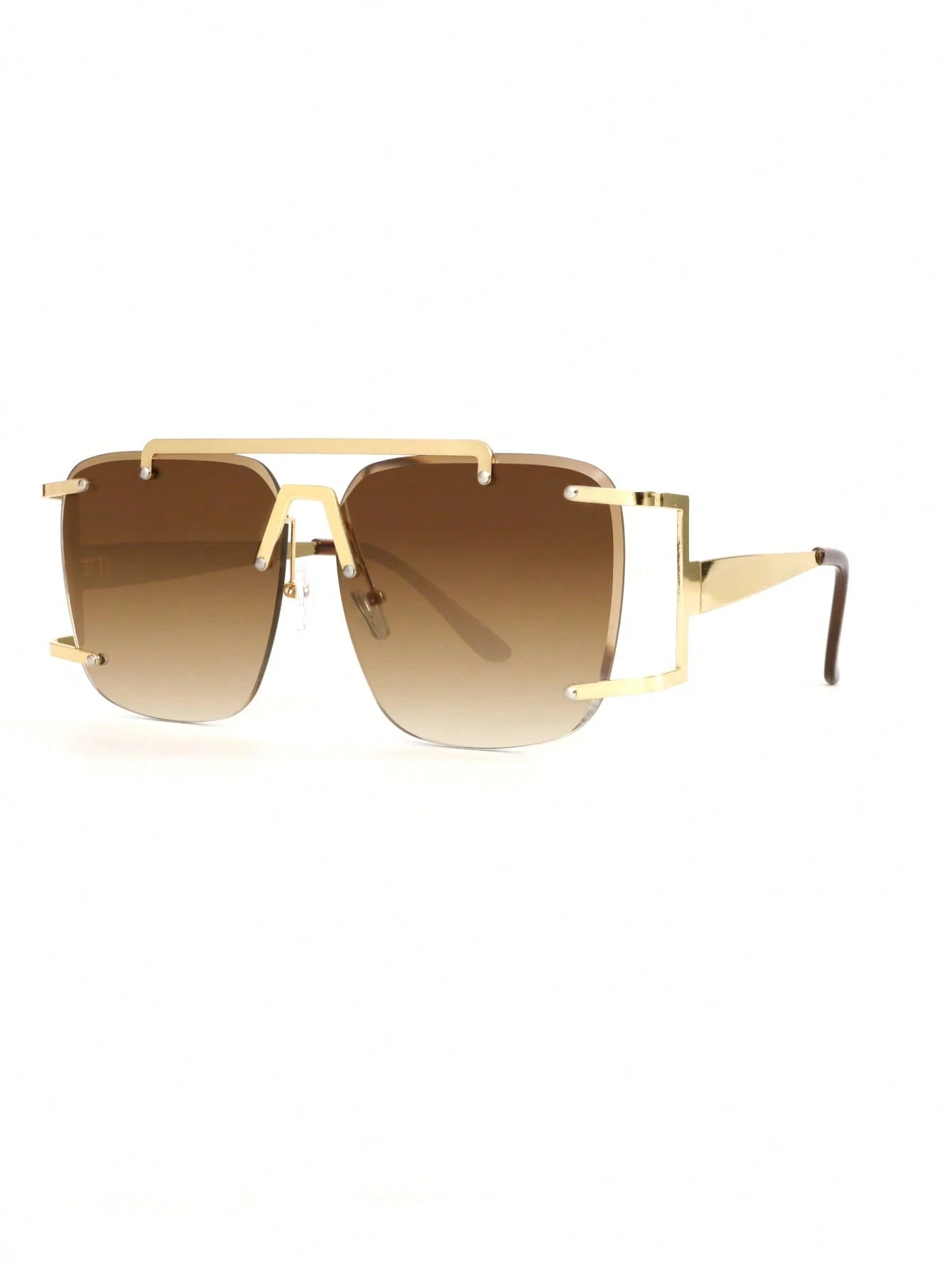 SHEIN 1pc Asymmetrical Polygon Frameless Metal Fashion Glasses With Double Bridge