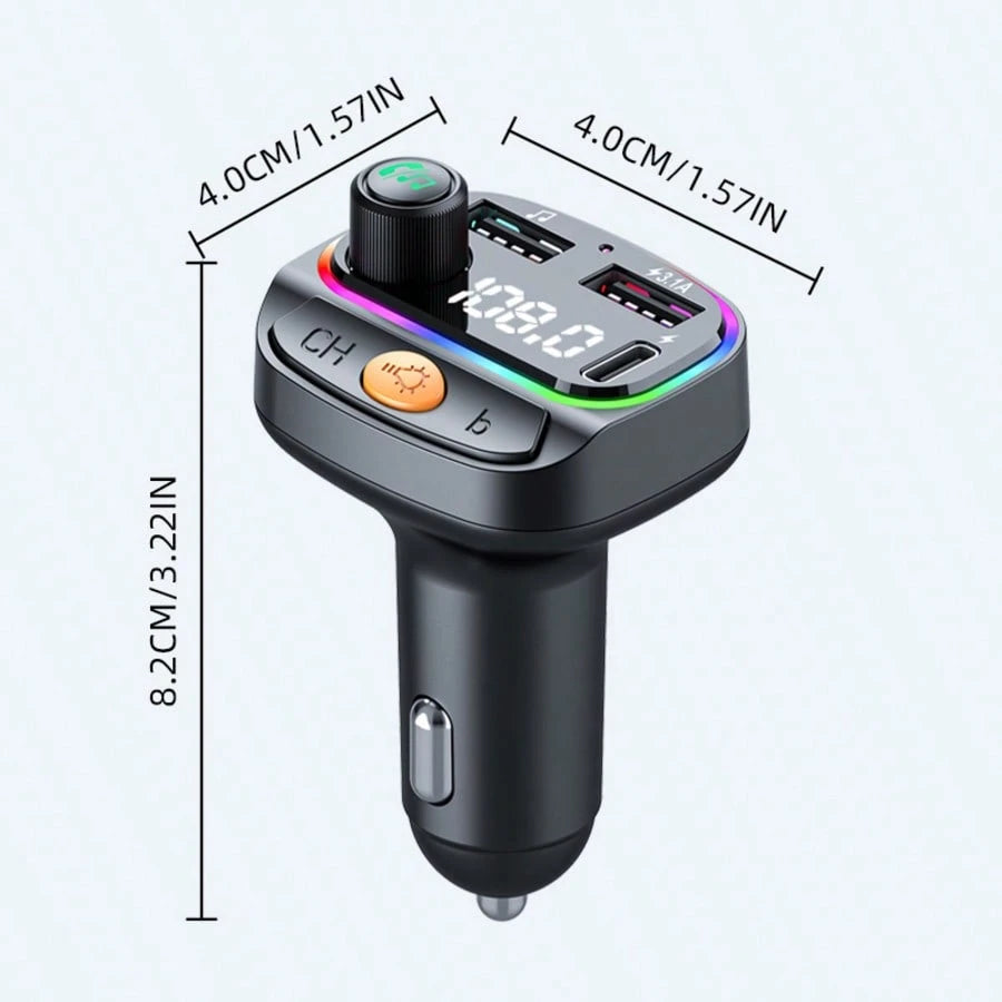 SHEIN 1pc Black ABS Car Bluetooth Player With Car Charger Function