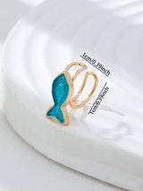 SHEIN 1pc Blue Enamel Fish Shaped Earrings - Summer Beach Style Jewelry For Women