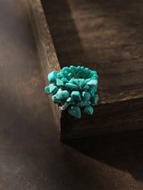 SHEIN 1pc Bohemian Style Elastic Beaded Wide Ring With Natural Stone