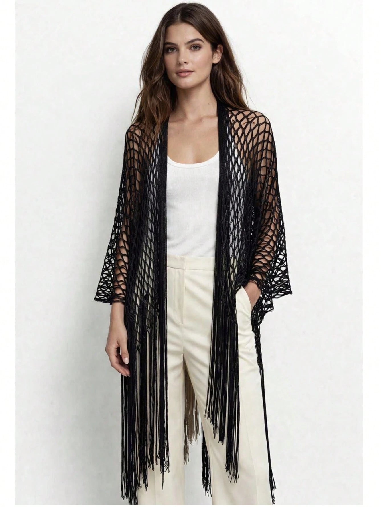 شال شي إن قطعة واحدة أنيق بخيوط ذهبية وفضية جديدة، مناسب للشاطئ