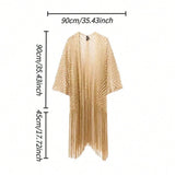 شال شي إن قطعة واحدة أنيق بخيوط ذهبية وفضية جديدة، مناسب للشاطئ