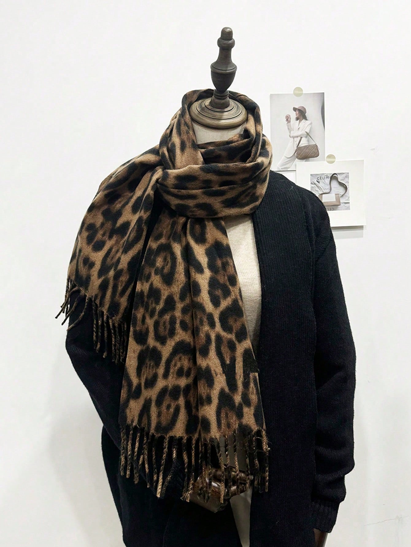 SHEIN 1pc Elegant & Warm Narrow Leopard Print Scarf/Shawl
