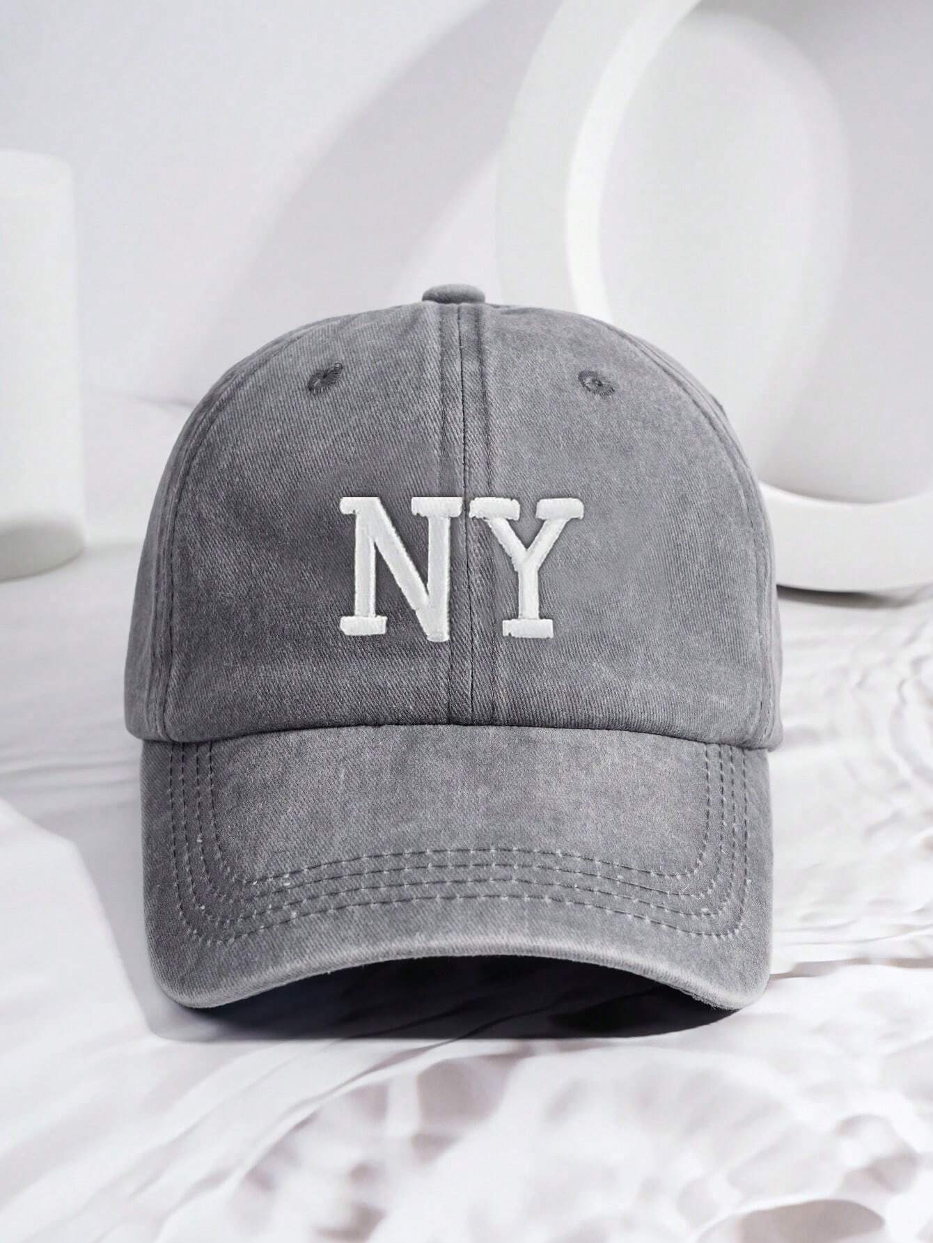 1pc Men's Embroidered NY Washed Baseball Cap