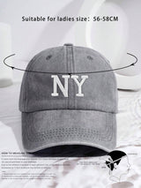 SHEIN 1pc Men's Embroidered NY Washed Baseball Cap