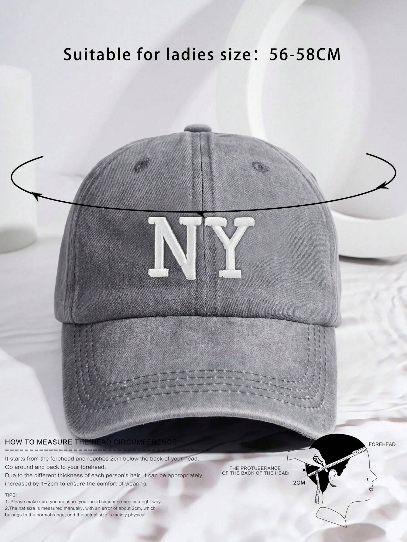 SHEIN 1pc Men's Embroidered NY Washed Baseball Cap