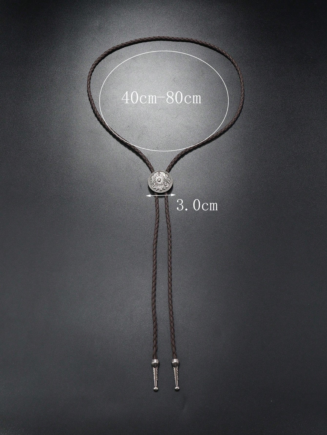 SHEIN 1pc Men's Western Style Tang Grass Pattern Pendant Braided Bolo Tie With Tie Clip