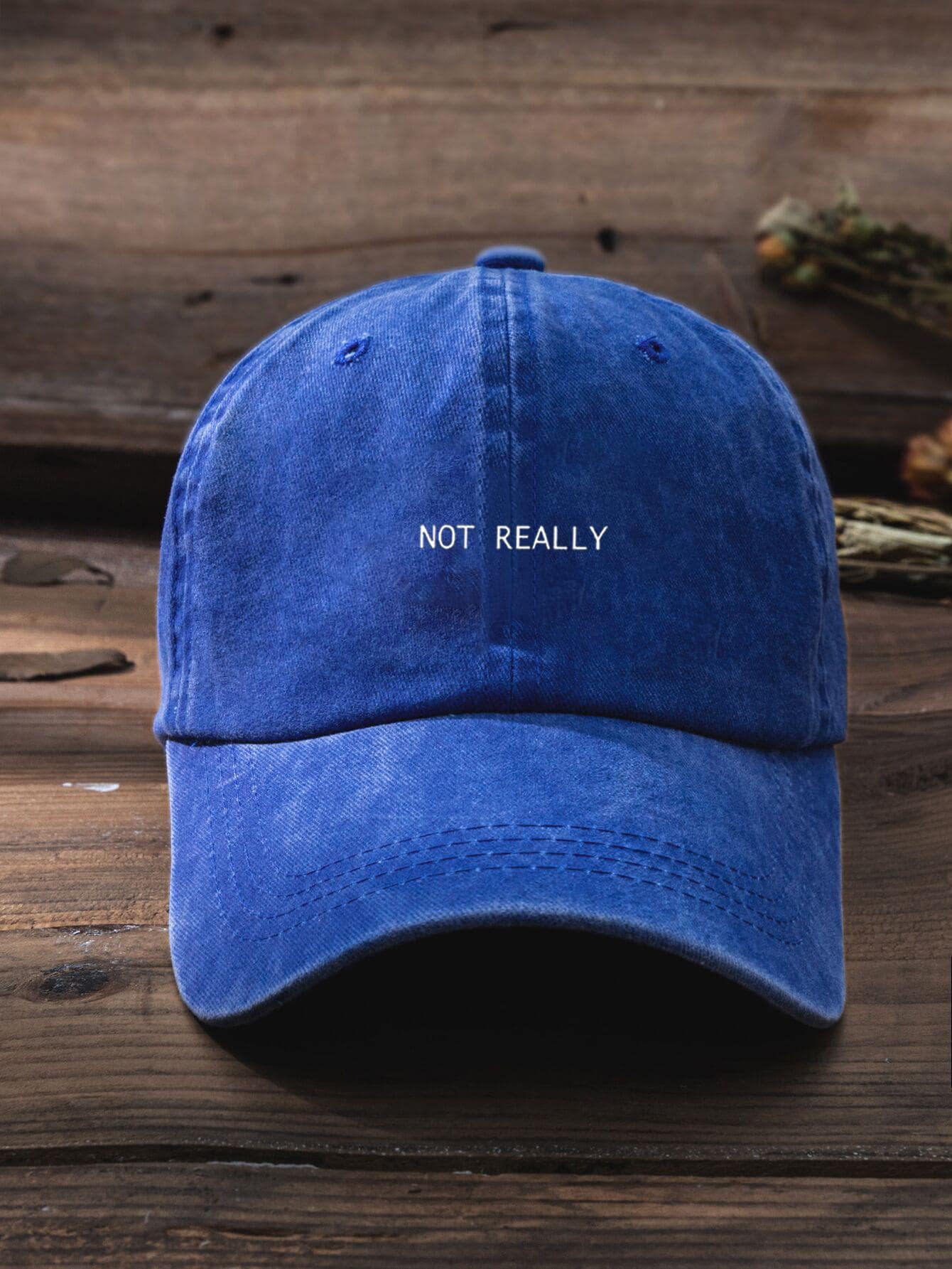 1pc Unisex Y2k Style Not Really Letter Printed Washed Baseball Cap