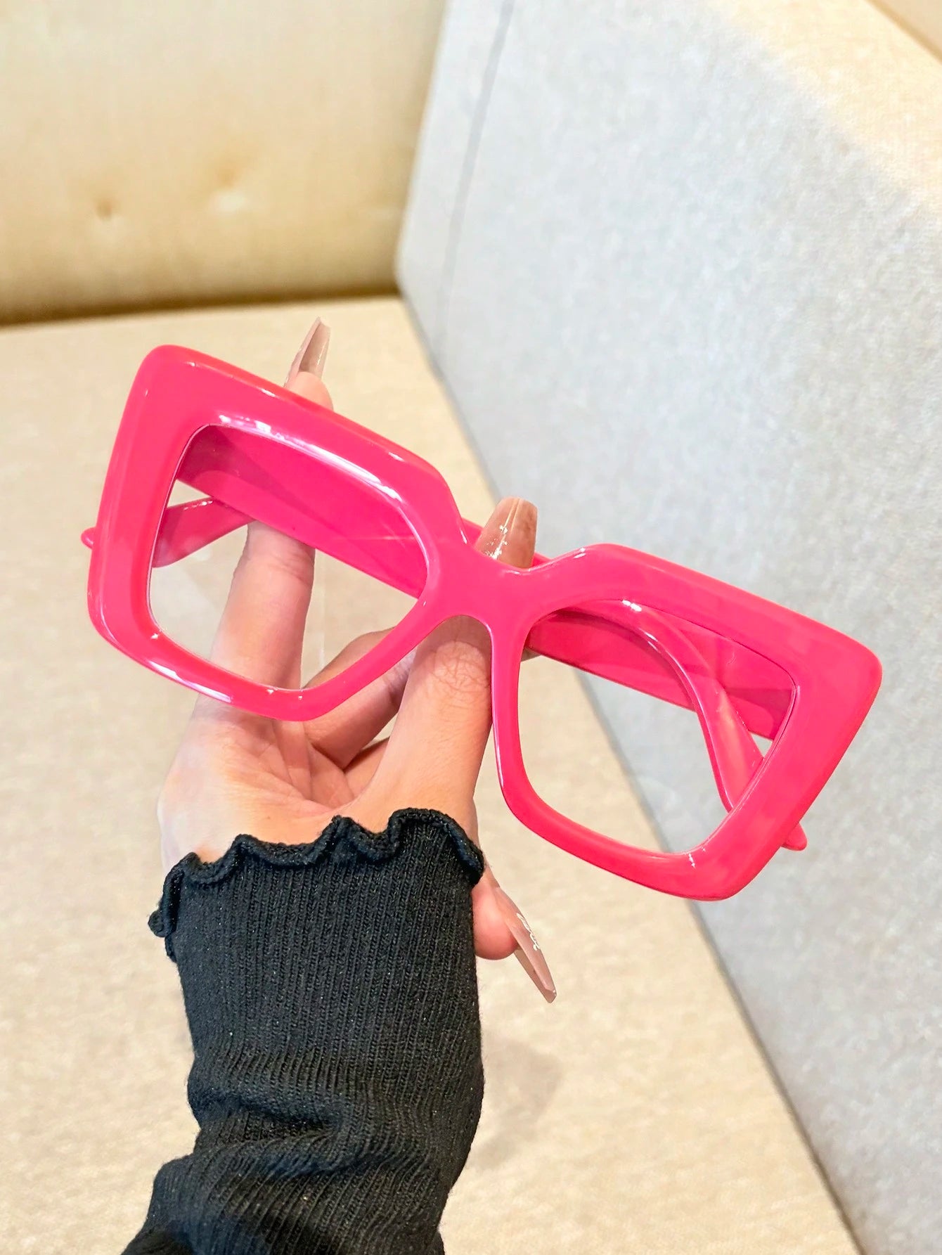 SHEIN 1pc Women's Fashionable Square Cat Eye Large Frame