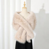 SHEIN 1pc Women's Versatile Faux Fur Shawl, Suitable For Autumn/Winter, Wedding Dress, Scarf