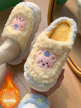 شبشب نسائي أنيق بكعب مسطح مزين بتفاصيل دب لطيف من SHEIN I6