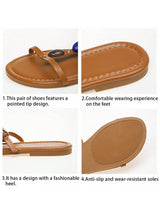 SHEIN 2024 Women's Summer New Elegant & Comfortable Buckle Tie Colorful Gem & Faux Pearl Beachwear Flat Sandals, Viral Bestseller,Gladiator Sandals