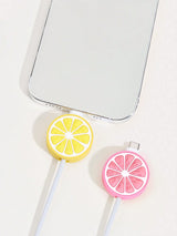 SHEIN 2pcs Orange Data Cable Protective Cover Compatible With Apple 20w Phone Charging Cable