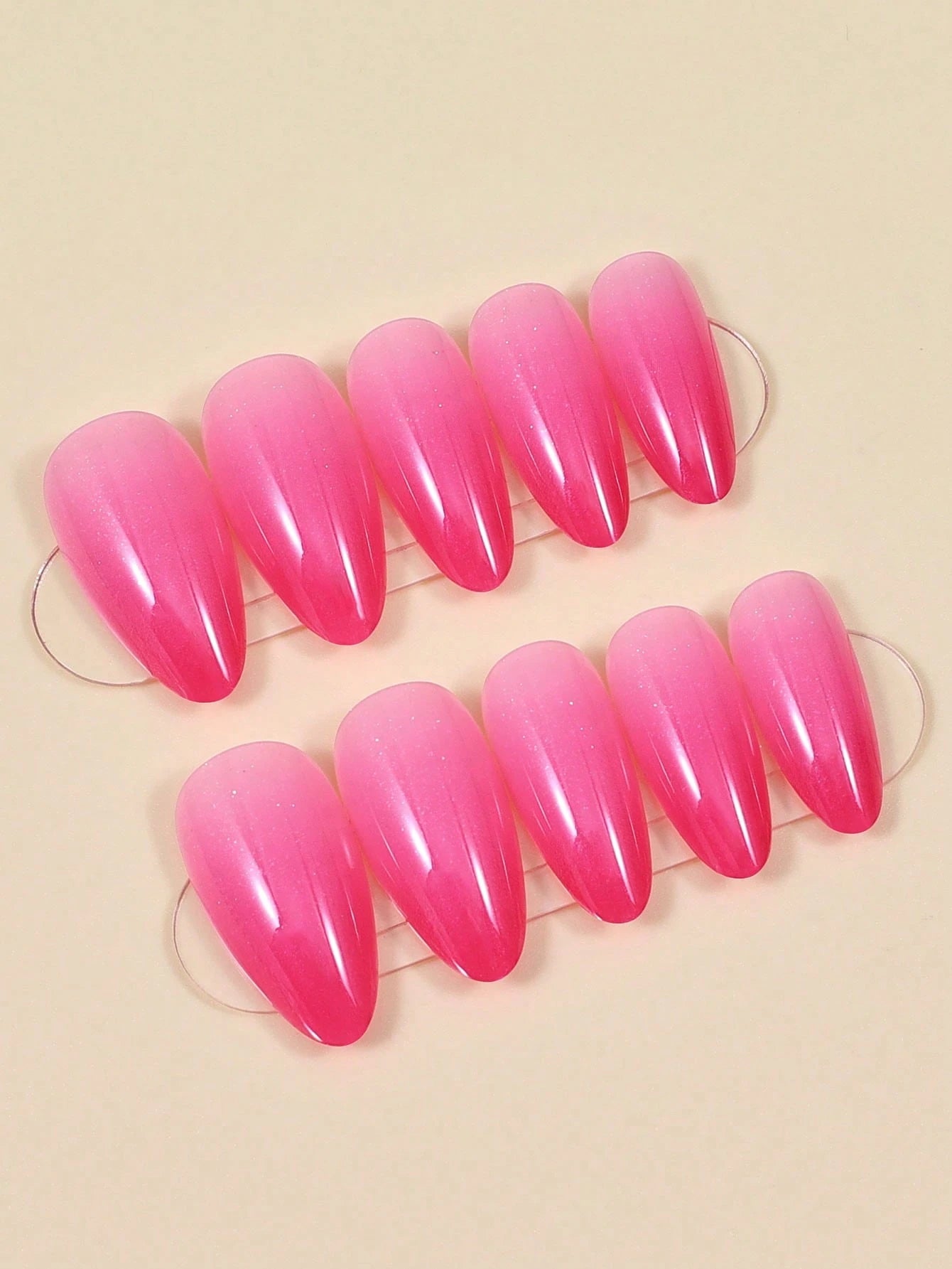 SHEIN 24pcs Medium Almond Rose Ombre Color Nail Stickers, Acrylic Materia