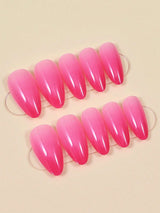SHEIN 24pcs Medium Almond Rose Ombre Color Nail Stickers, Acrylic Materia