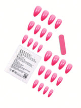 SHEIN 24pcs Medium Almond Rose Ombre Color Nail Stickers, Acrylic Materia