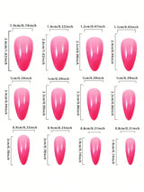 SHEIN 24pcs Medium Almond Rose Ombre Color Nail Stickers, Acrylic Materia