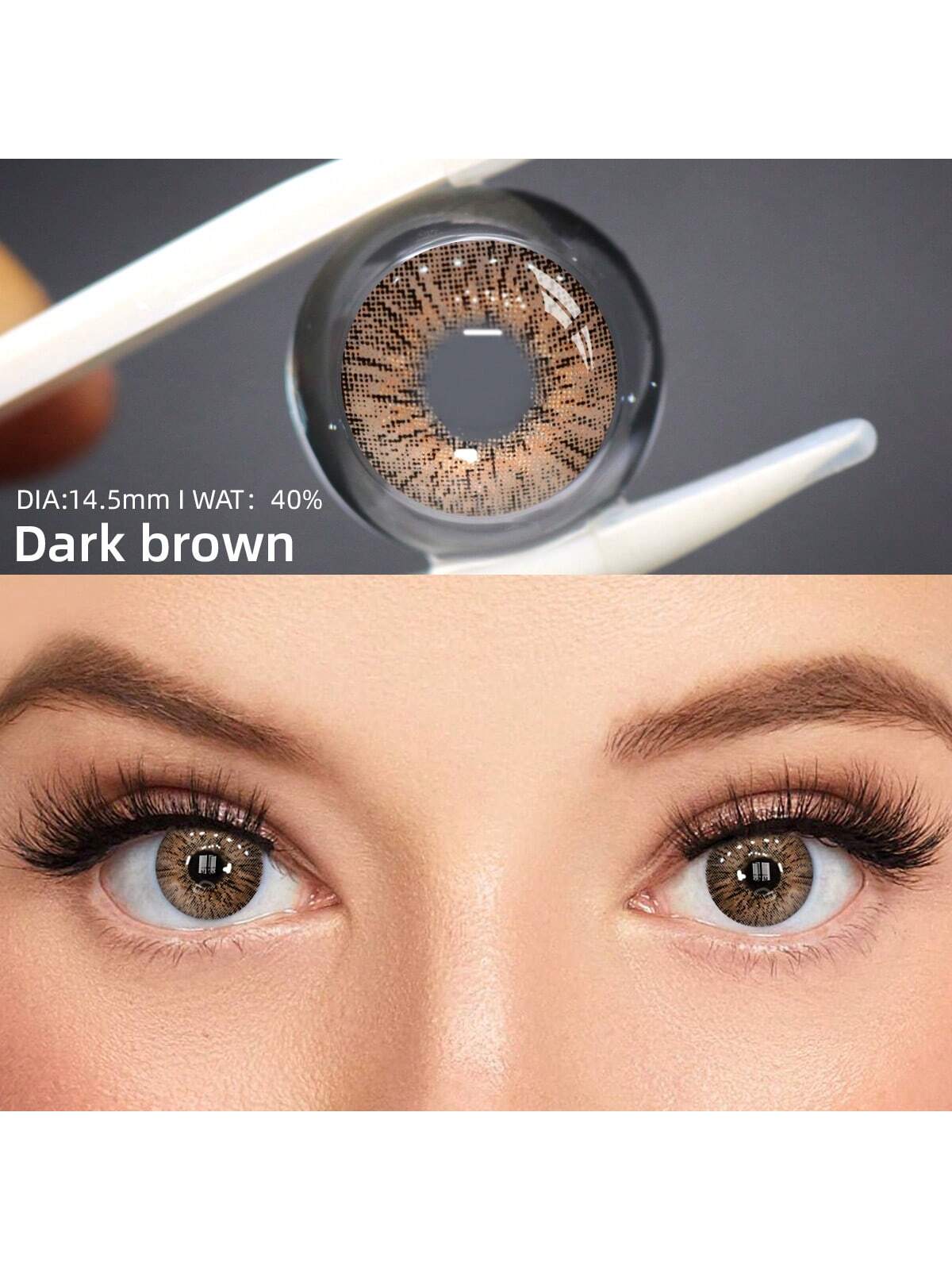 SHEIN زوجان من العدسات اللاصقة الملونة ذات اللون الرمادي والبني، عدسات تجميل ناعمة يمكن التخلص منها سنويًا