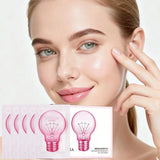 Woman holding a box of pink light bulb-shaped products with a blurred background