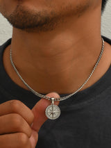 A3334 1pc Punk Compass Pendant Men's Necklace